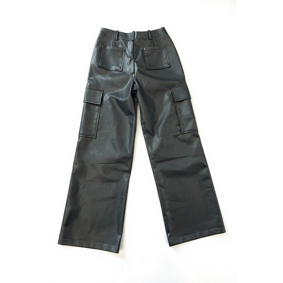 WAYF Mischa Vegan Leather Cargo Pants – Black – Size S – NWOT NEW - Picture 2 of 7